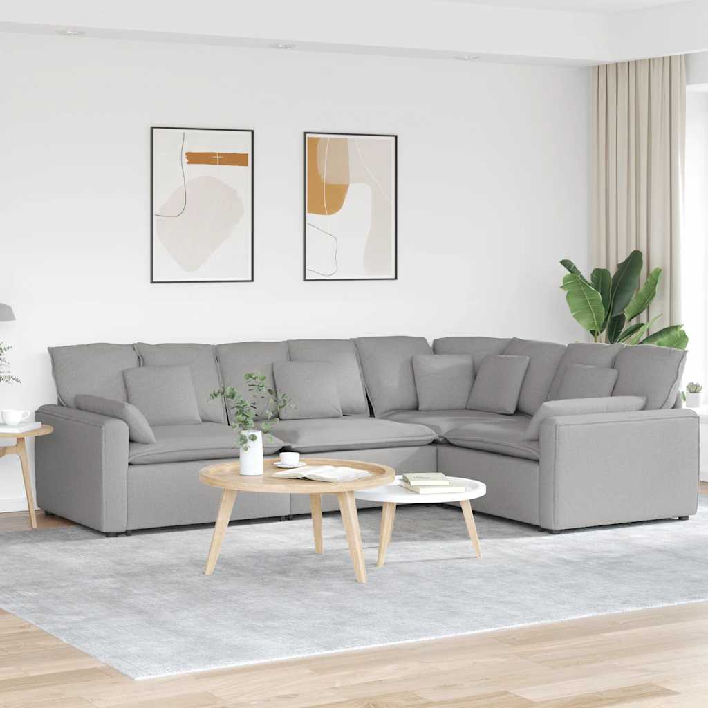 vidaXL Modular Sofa with Cushions Fabric Light Grey