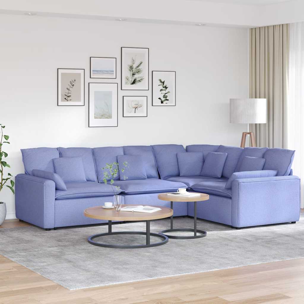 vidaXL Modular Sofa with Cushions Fabric Light Grey