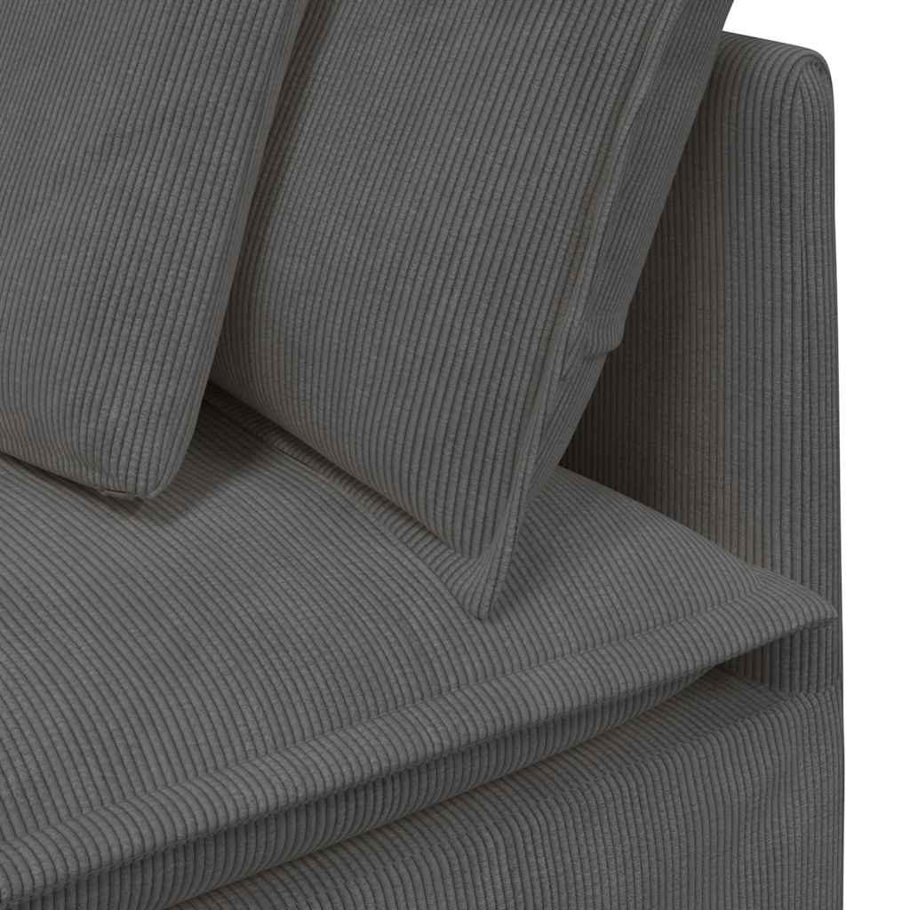 vidaXL Modular Sofa with Cushions Corduroy Fabric Light Grey
