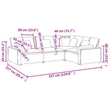 vidaXL Modular Sofa with Cushions Corduroy Fabric Light Grey
