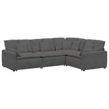 vidaXL Modular Sofa with Cushions Corduroy Fabric Light Grey