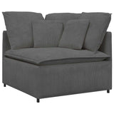 vidaXL Modular Sofa with Cushions Corduroy Fabric Light Grey