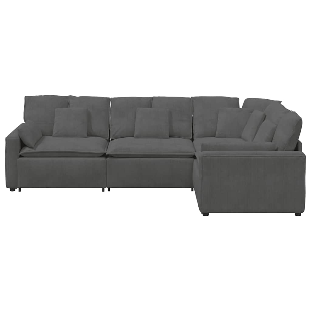 vidaXL Modular Sofa with Cushions Corduroy Fabric Light Grey