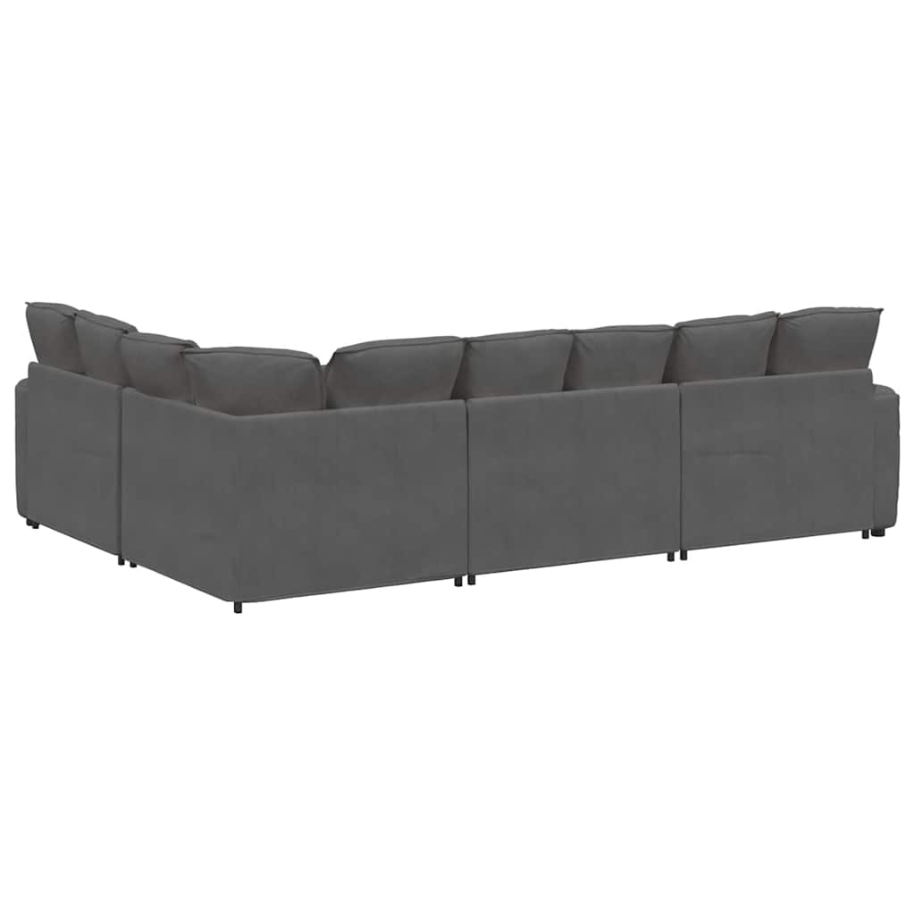 vidaXL Modular Sofa with Cushions Corduroy Fabric Light Grey