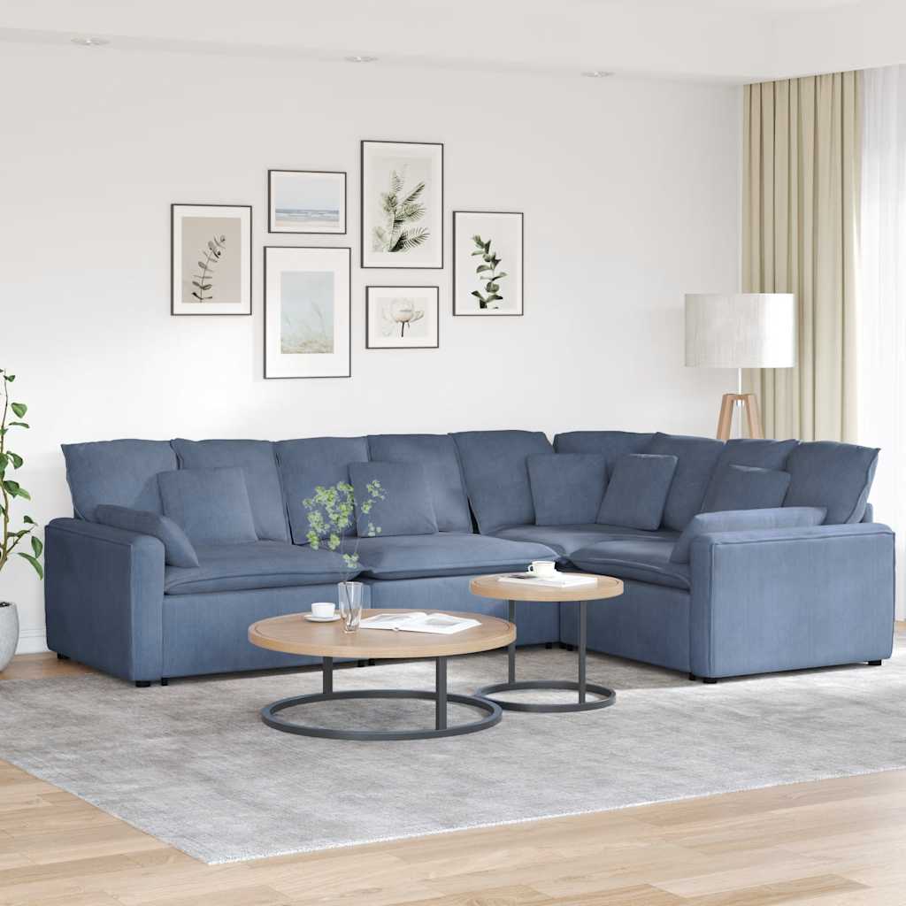 vidaXL Modular Sofa with Cushions Corduroy Fabric Light Grey