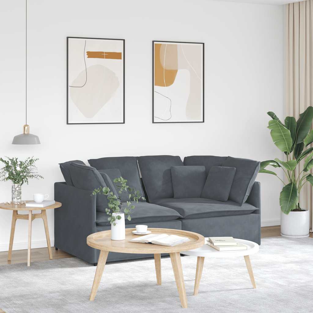vidaXL Modulaire bank met kussens fluweel lichtgrijs