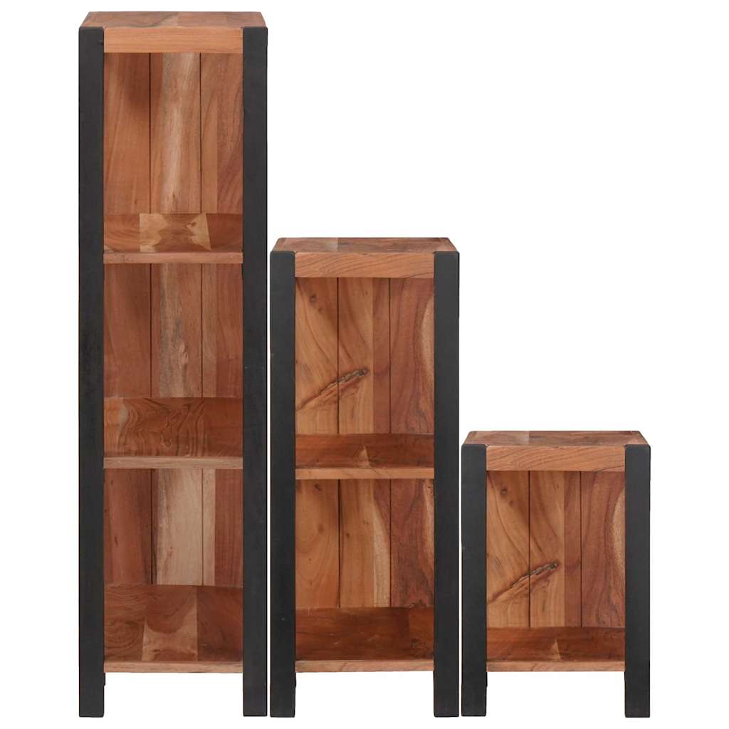 vidaXL Bookshelf 3 pcs Brown 50 x 30 x 110 cm Solid Acacia Wood