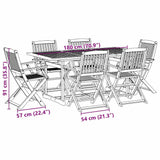 vidaXL 7-Piece Garden Dining Set 180x90x75 cm Solid Acacia Wood