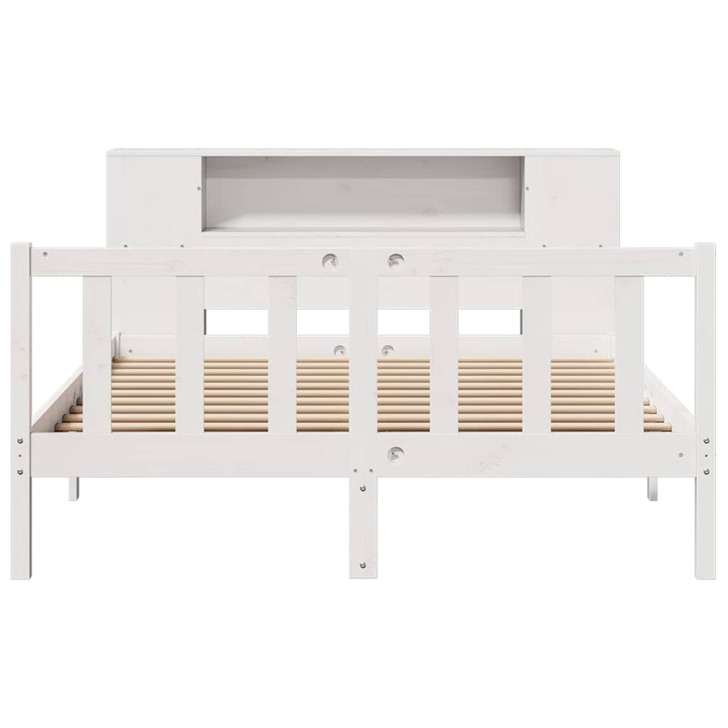 vidaXL Bed met boekenkast zonder matras grenenhout wit 120x190 cm