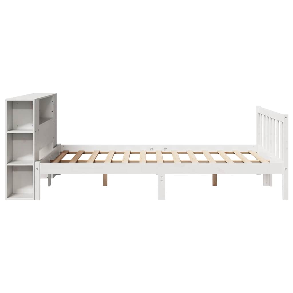 vidaXL Bed met boekenkast zonder matras grenenhout wit 120x190 cm