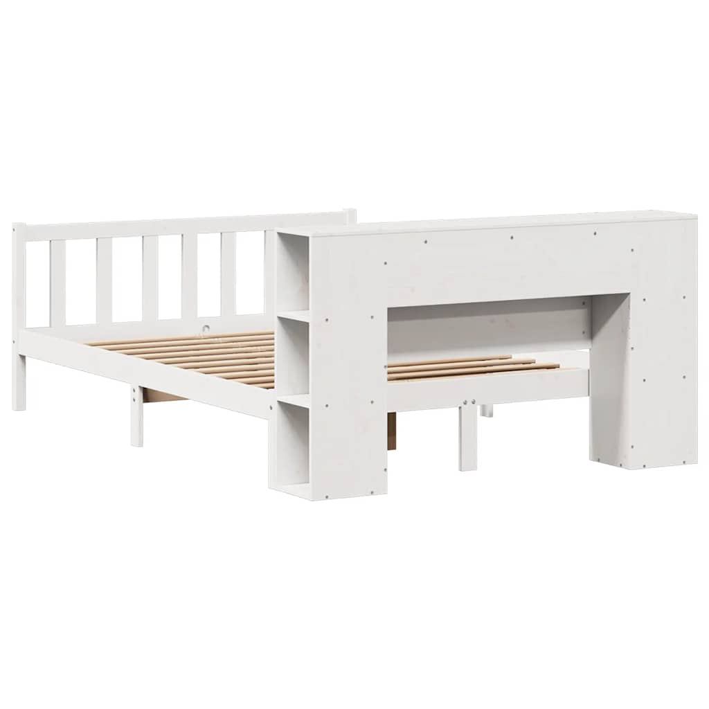 vidaXL Bed met boekenkast zonder matras grenenhout wit 120x190 cm