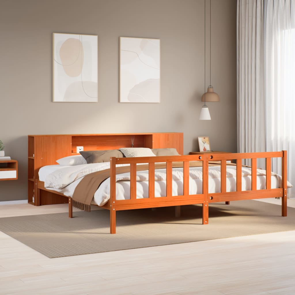 vidaXL Bed met boekenkast zonder matras grenenhout wit 120x190 cm