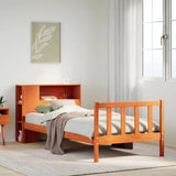 vidaXL Bed met boekenkast zonder matras massief grenenhout 90x190 cm