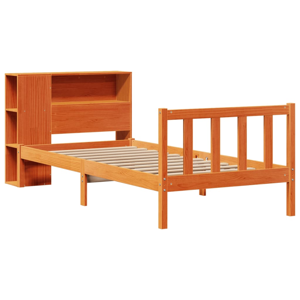 vidaXL Bed met boekenkast zonder matras massief grenenhout 90x190 cm