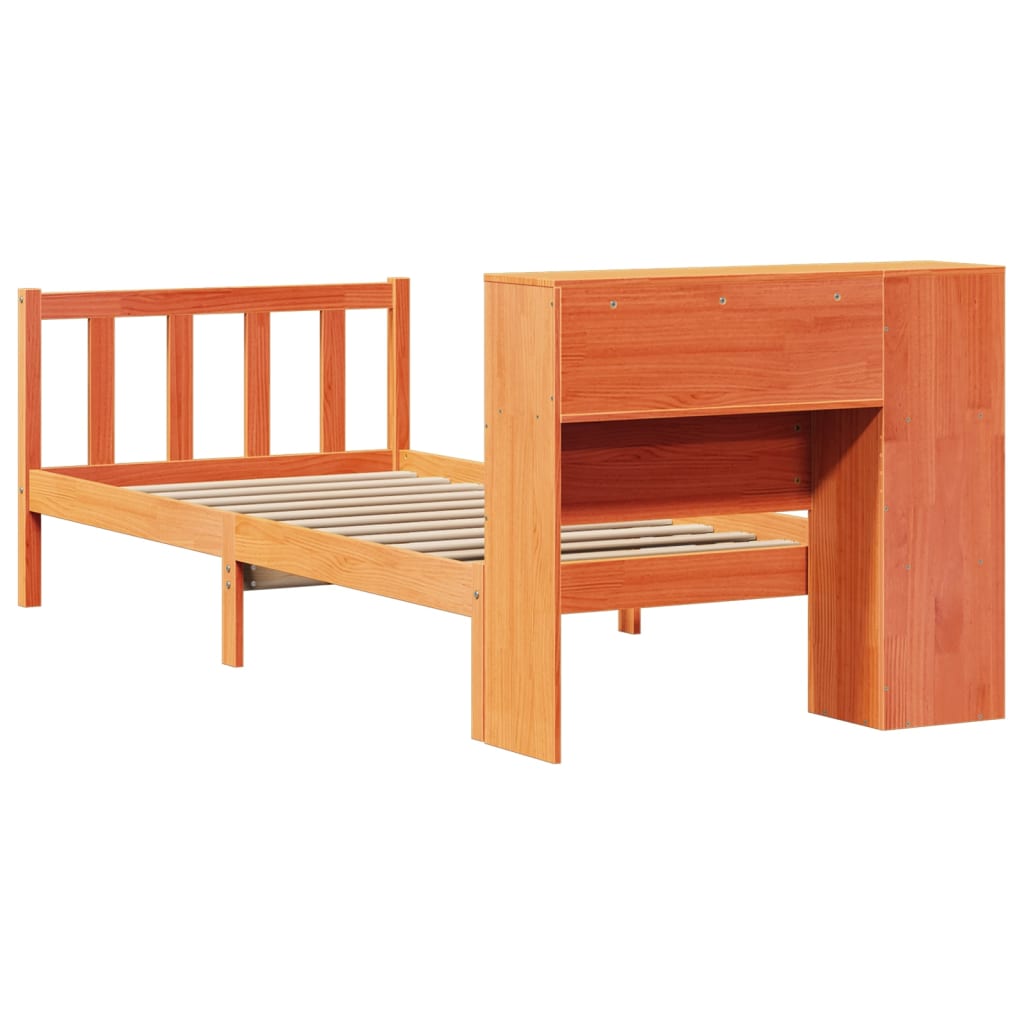 vidaXL Bed met boekenkast zonder matras massief grenenhout 90x190 cm