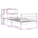 vidaXL Bed met boekenkast zonder matras grenenhout wit 75x190 cm