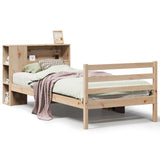 vidaXL Bed met boekenkast zonder matras grenenhout wit 75x190 cm