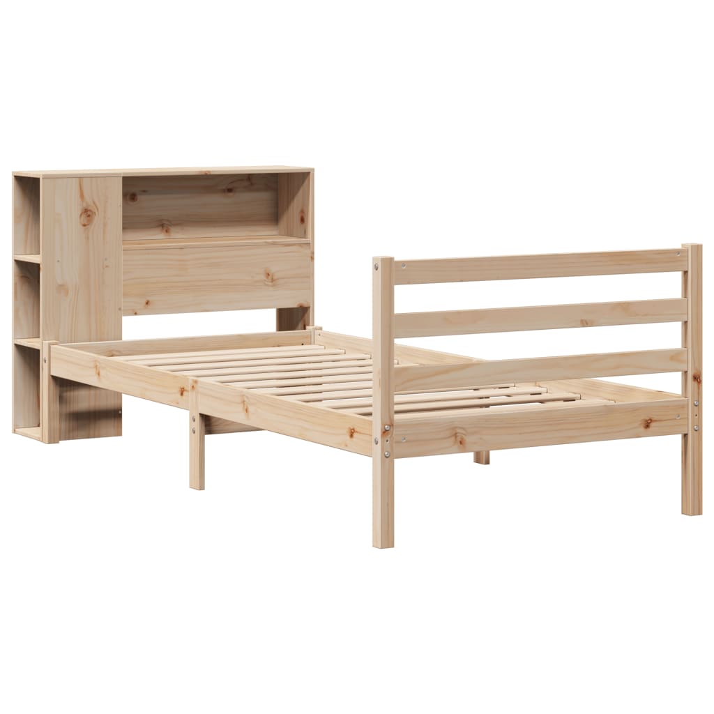 vidaXL Bed met boekenkast zonder matras grenenhout wit 75x190 cm