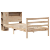 vidaXL Bed met boekenkast zonder matras grenenhout wit 75x190 cm