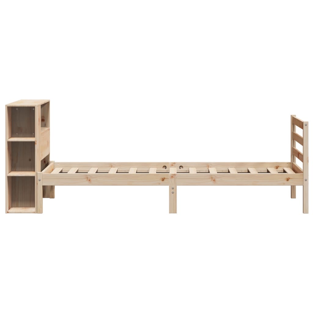 vidaXL Bed met boekenkast zonder matras grenenhout wit 75x190 cm