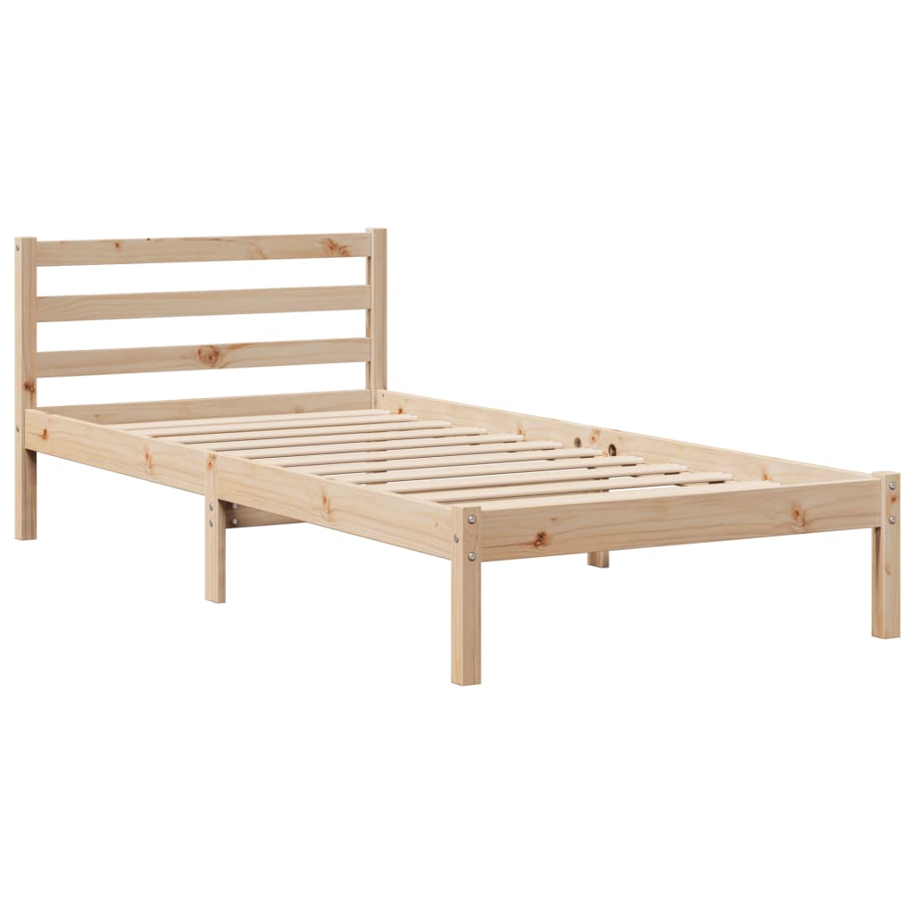 vidaXL Bed met boekenkast zonder matras grenenhout wit 75x190 cm