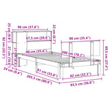vidaXL Bed met boekenkast zonder matras grenenhout wit 90x200 cm
