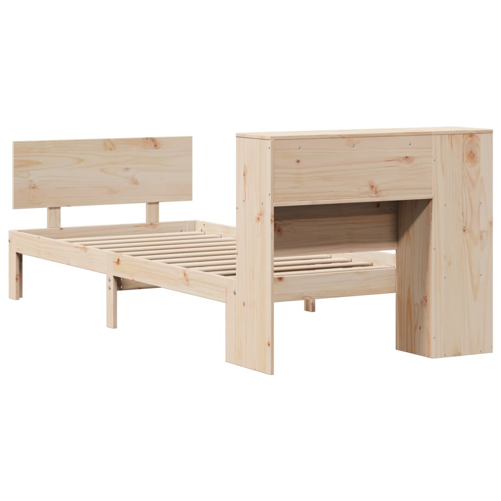 vidaXL Bed met boekenkast zonder matras grenenhout wit 90x200 cm