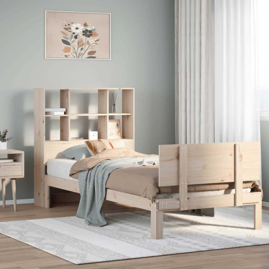 vidaXL Bed met boekenkast zonder matras massief grenenhout 160x200 cm
