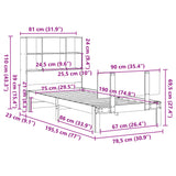 vidaXL Bed met boekenkast zonder matras massief grenenhout 160x200 cm