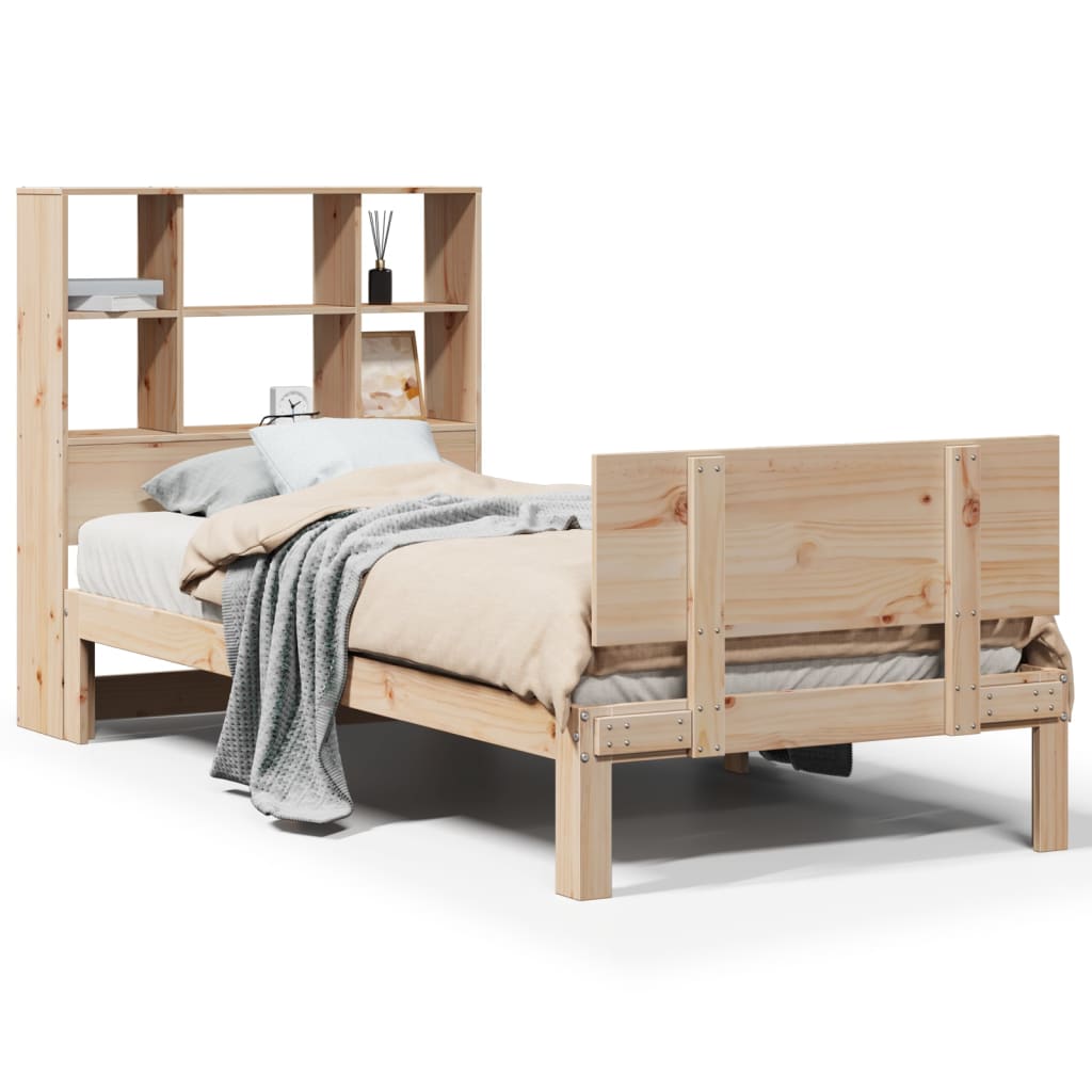 vidaXL Bed met boekenkast zonder matras massief grenenhout 160x200 cm