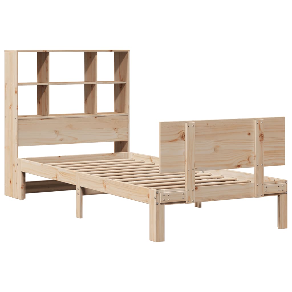 vidaXL Bed met boekenkast zonder matras massief grenenhout 160x200 cm