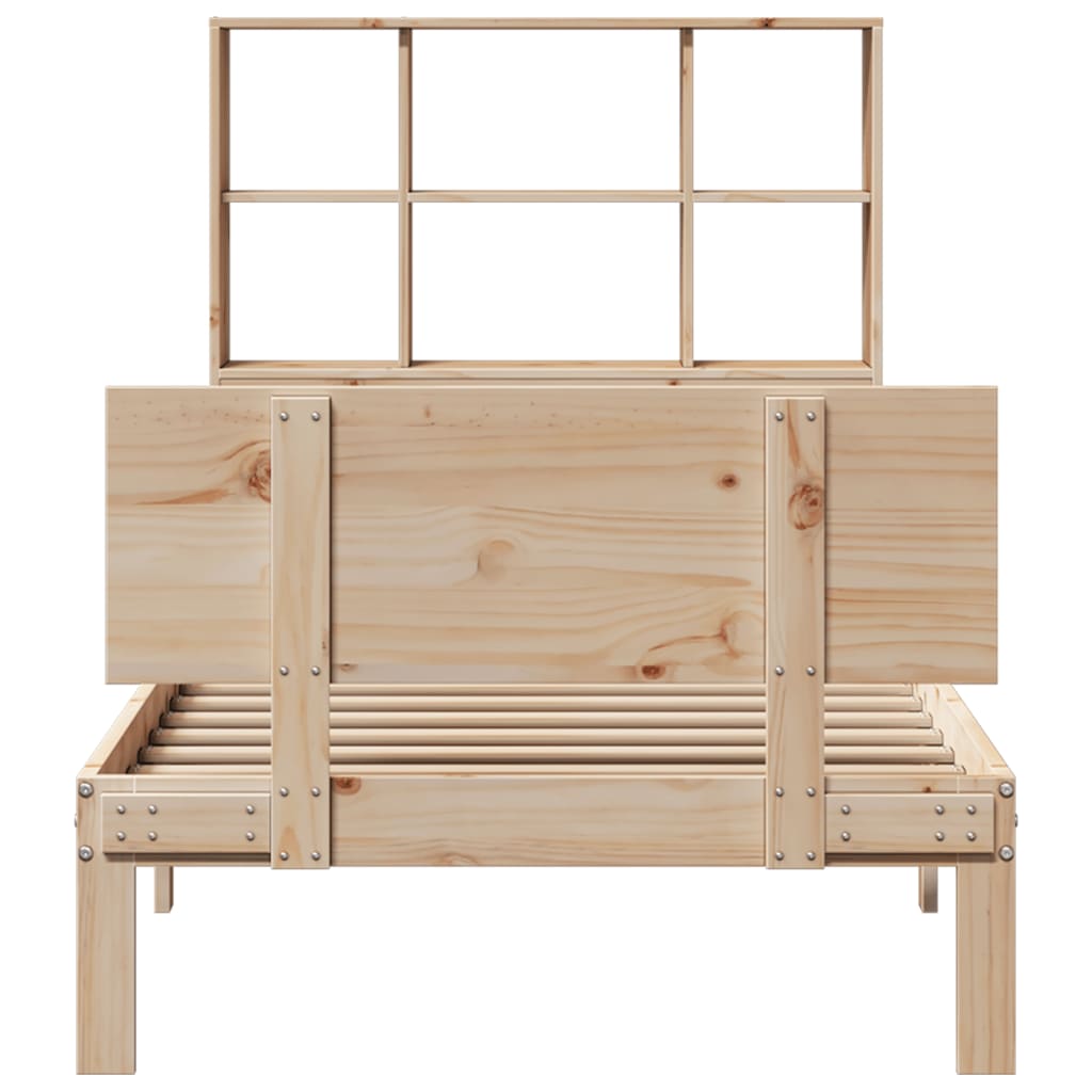 vidaXL Bed met boekenkast zonder matras massief grenenhout 160x200 cm
