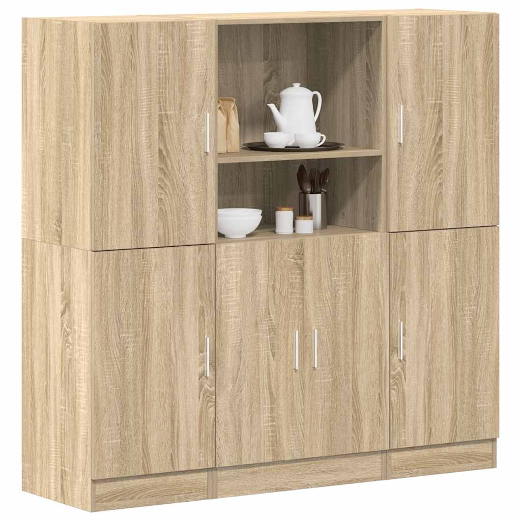 vidaXL 3-delige Keukenkastenset bewerkt hout wit