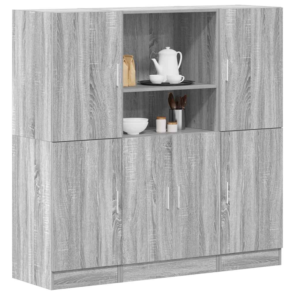 vidaXL 3-delige Keukenkastenset bewerkt hout wit