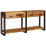 vidaXL Wandtafels 2 pcs Bruin 161 x 33 x 75 cm Massief Mango Hout