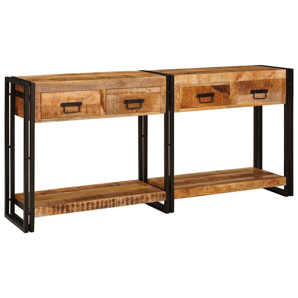 vidaXL Wandtafels 2 pcs Bruin 161 x 33 x 75 cm Massief Mango Hout