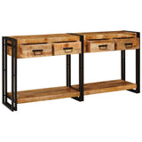 vidaXL Wandtafels 2 pcs Bruin 161 x 33 x 75 cm Massief Mango Hout