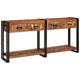 vidaXL Wandtafels 2 pcs Bruin 161 x 33 x 75 cm Massief Mango Hout