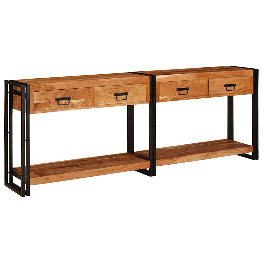 vidaXL Wandtafels 2 pcs Bruin 161 x 33 x 75 cm Massief Mango Hout