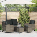 vidaXL 6-delige Loungeset met kussens poly rattan zwart
