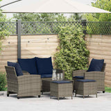 vidaXL 6-delige Loungeset met kussens poly rattan zwart