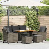 vidaXL 6-delige Loungeset met kussens poly rattan zwart