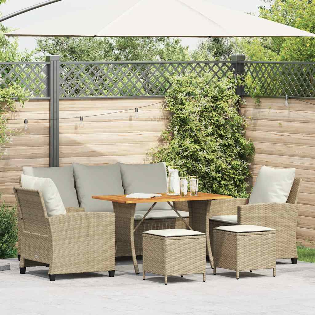 vidaXL 6-delige Loungeset met kussens poly rattan zwart
