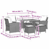 vidaXL 6-delige Loungeset met kussens poly rattan zwart