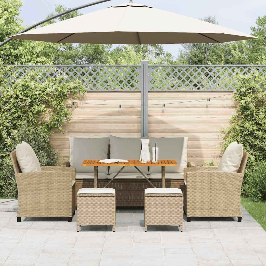 vidaXL 6-delige Loungeset met kussens poly rattan zwart