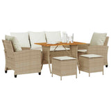 vidaXL 6-delige Loungeset met kussens poly rattan zwart