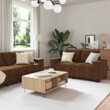 vidaXL Bank 3 pcs Bruin 221 x 80 x 80 cm Linnenmix Stoffen
