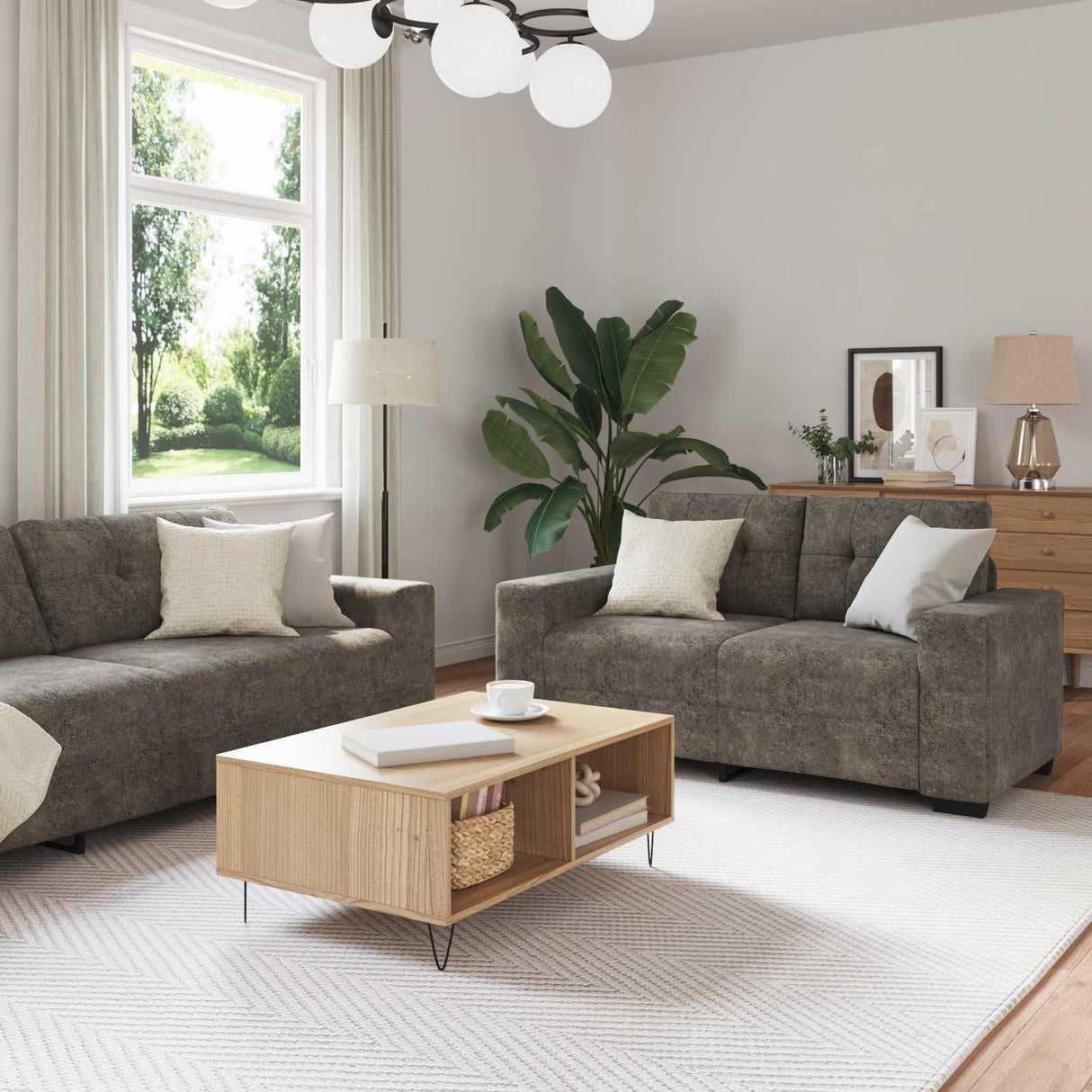 vidaXL Bank 3 pcs Bruin 221 x 80 x 80 cm Linnenmix Stoffen