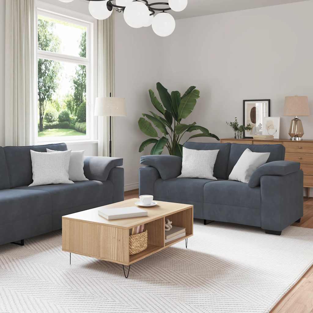 vidaXL 3-delige Loungeset met kussens fluweel lichtgrijs