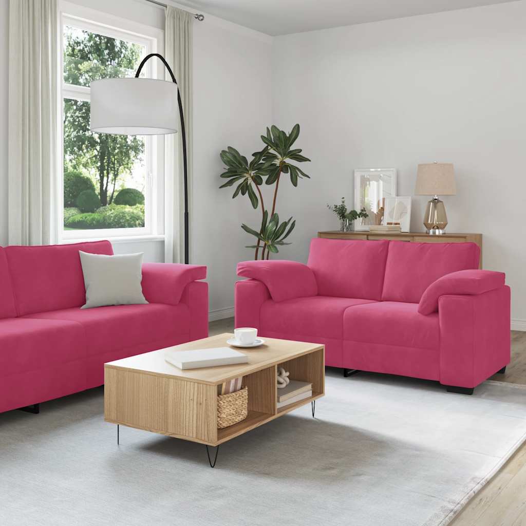 vidaXL 3-delige Loungeset met kussens fluweel lichtgrijs